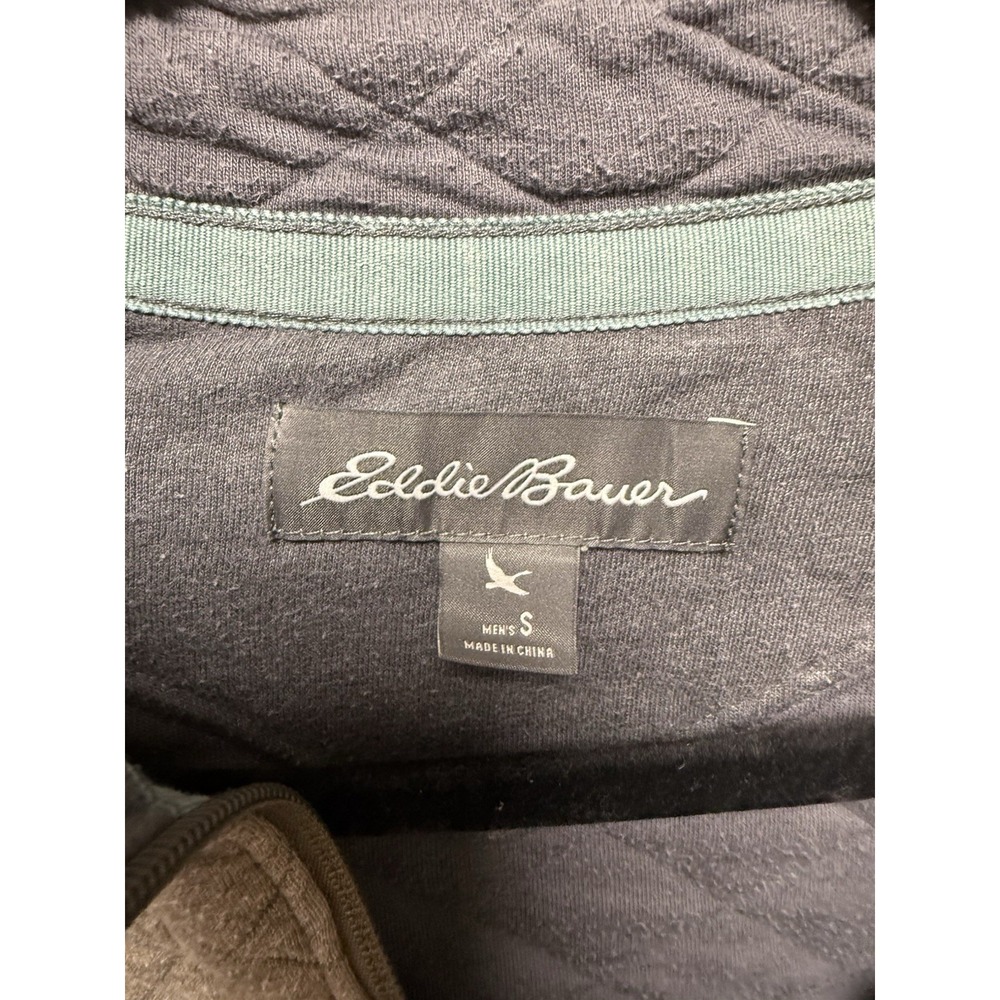 Eddie Bauer Mens Quilted Quarter Zip Pullover Sweater Beige‎ Size Small - Picture 2 of 6